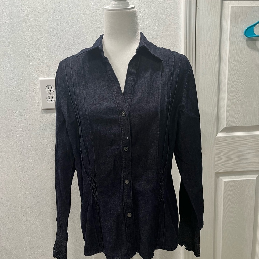 Talbots dark wash jean women shirt size medium